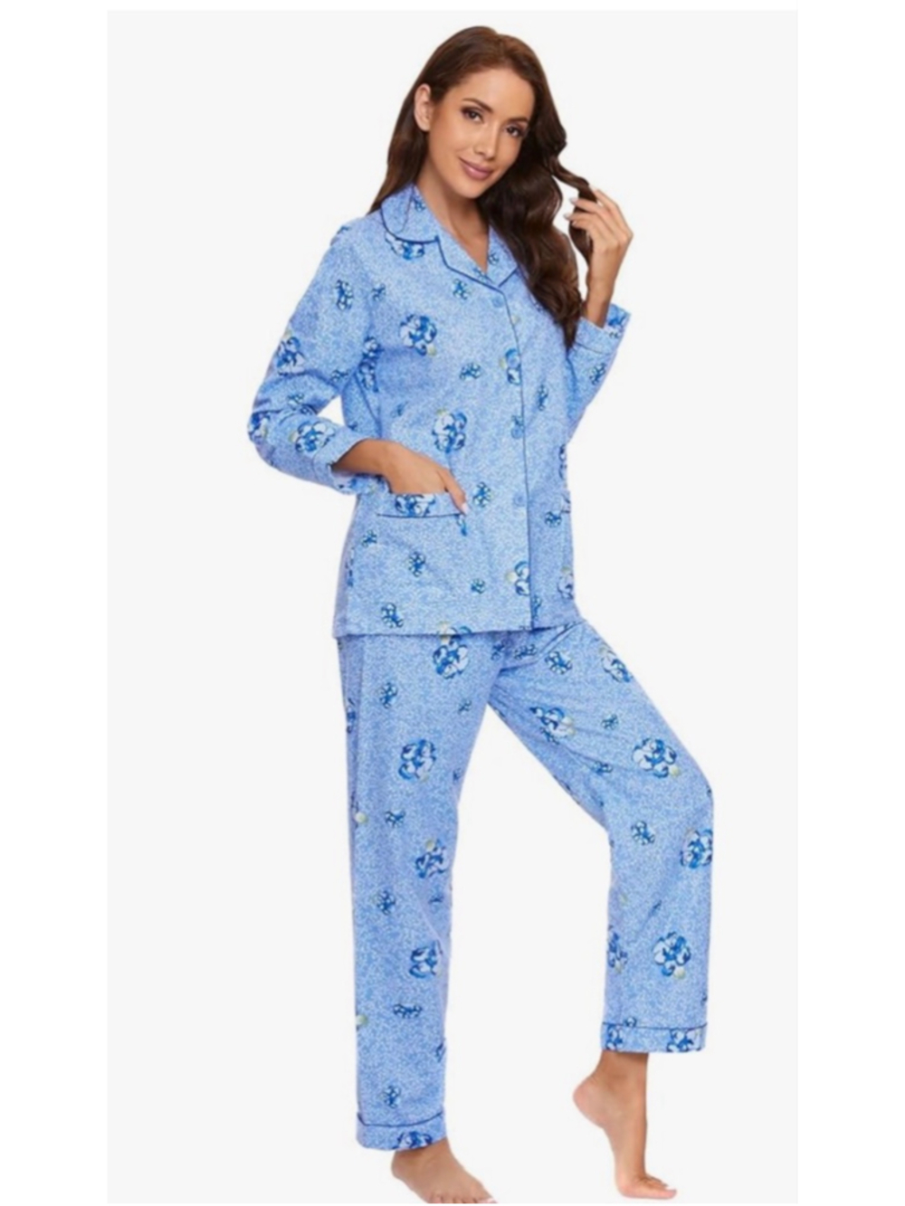 NEW GLOBAL Flannel Pajamas Set Cotton PJs Long Sleeve Button Down Drawstring 2X